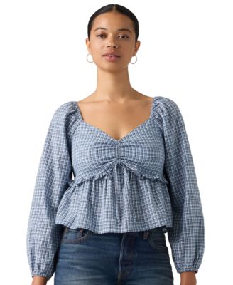 Women's Lotte Front-Tie Slim-Fit V-Neck Blouse