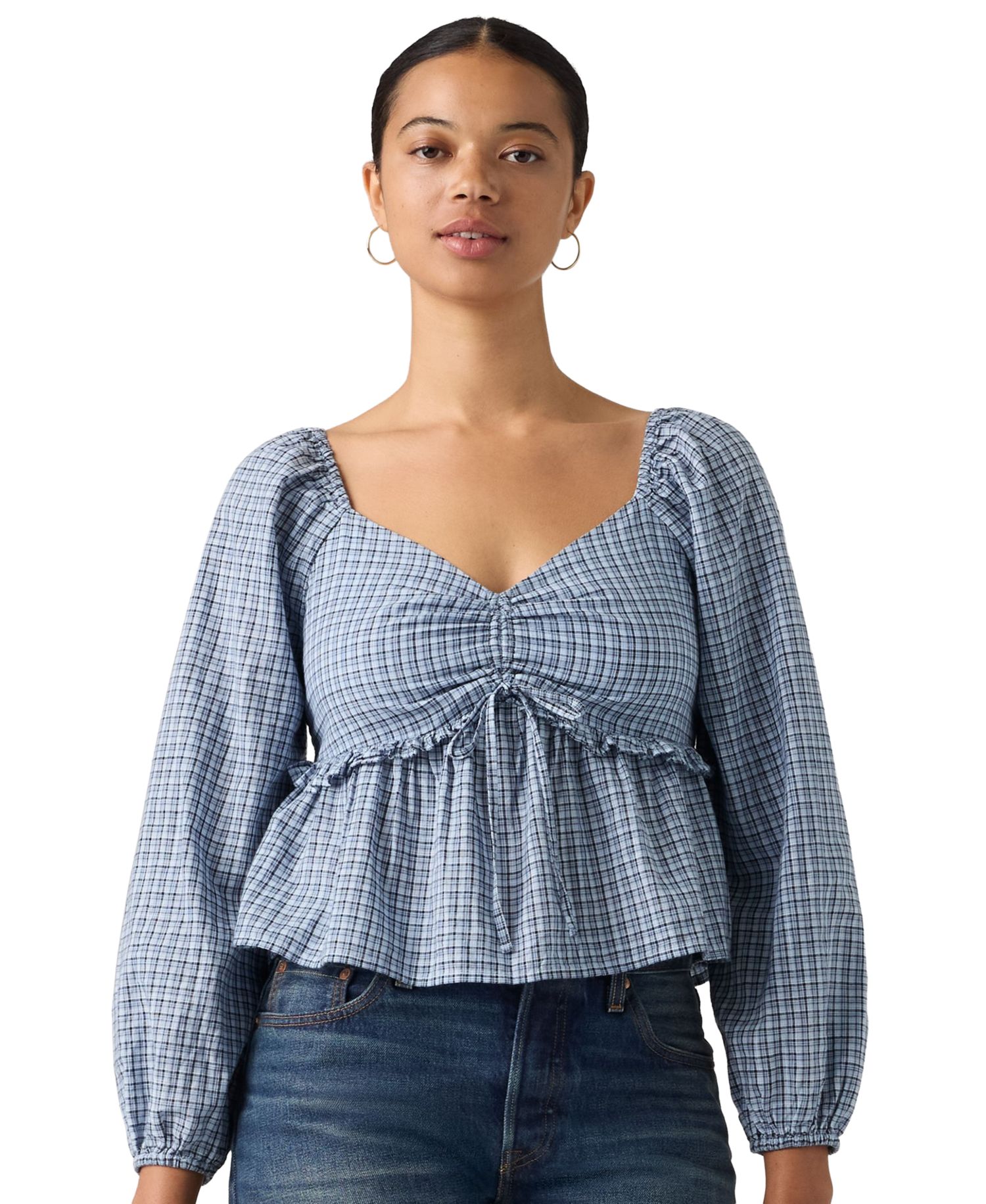 Women's Lotte Front-Tie Slim-Fit V-Neck Blouse