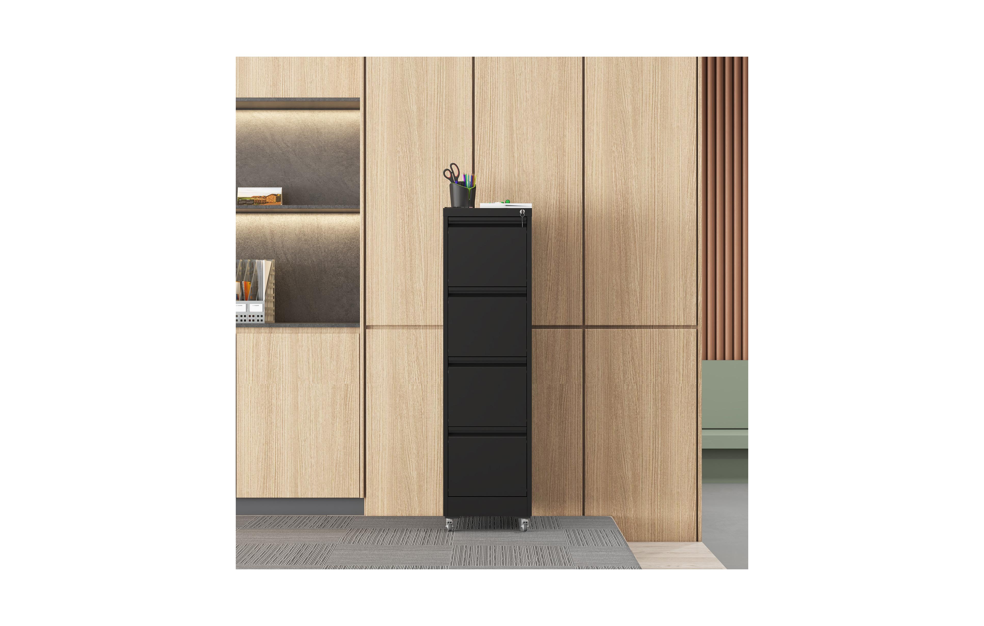 Boyel Living 4 Drawer Steel Filing Cabinet Rolling Locking Legal Letter Size