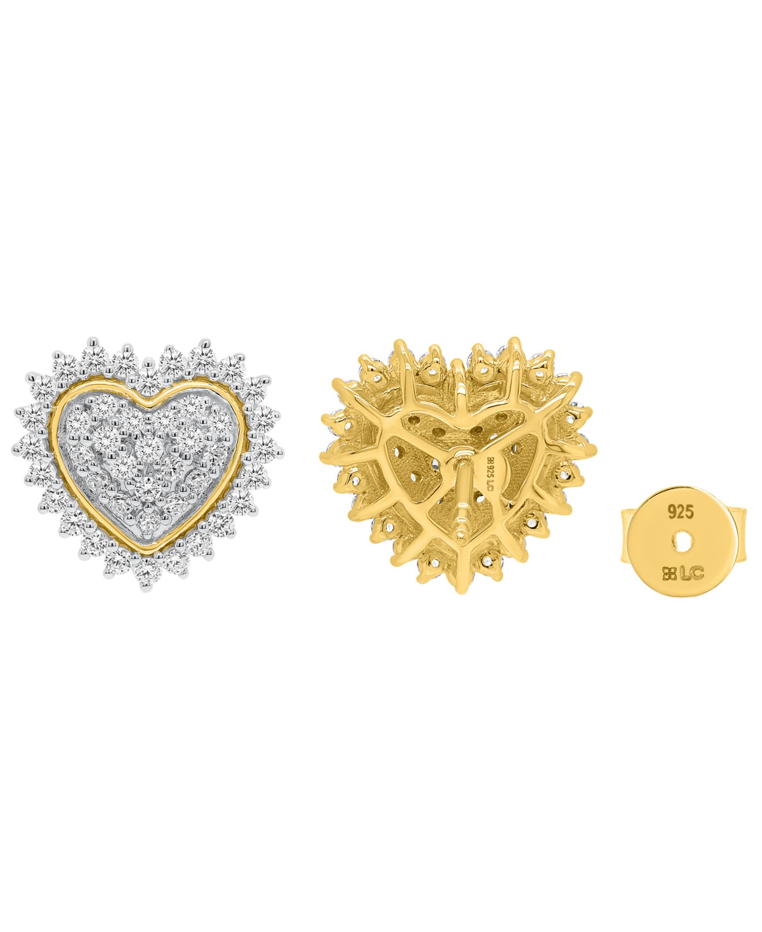 Lab-Grown Diamond Heart Cluster Stud Earrings (1 ct. t.w.) in Sterling Silver