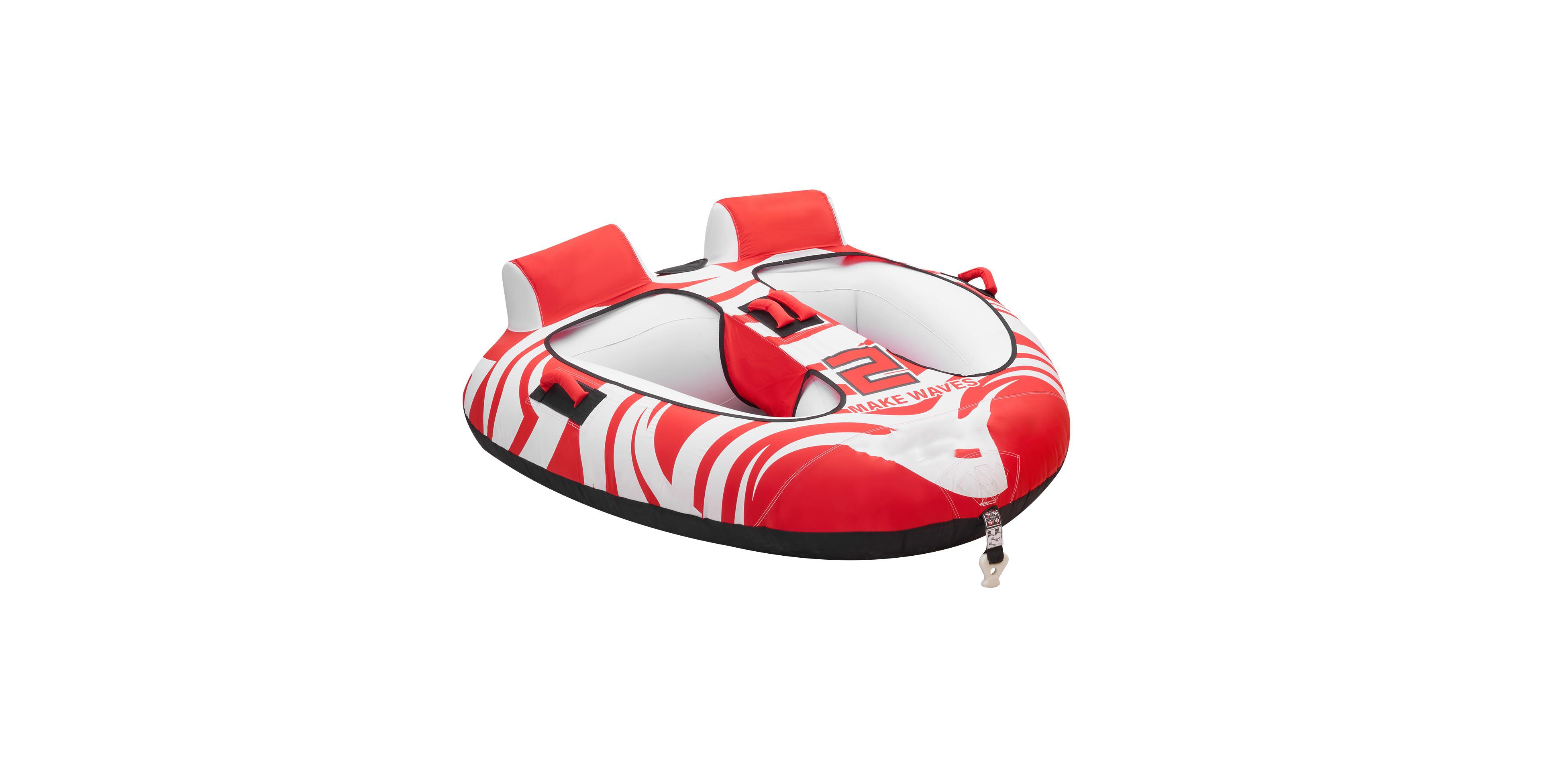 Sugift 2-Rider Inflatable Towable Tube for Boating 340 Lbs Capacity with Padded Grab Handles