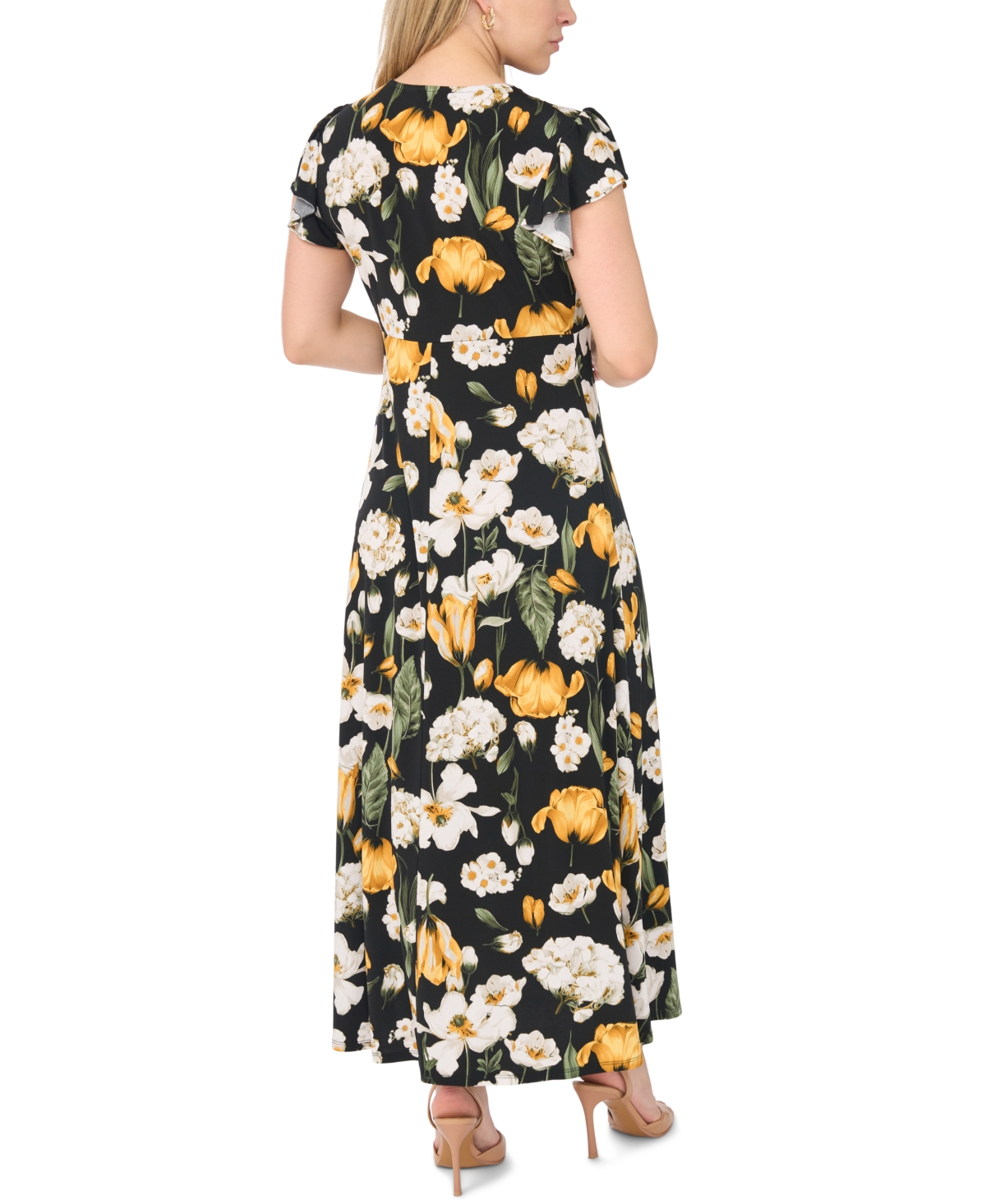 Msk Women's Surplice Flutter-Sleeve V-Neck Maxi Dress