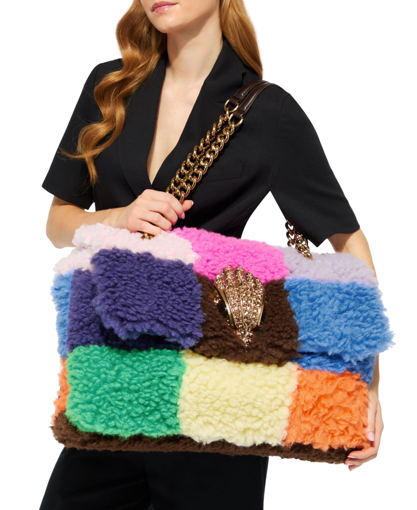 Женская сумка Kurt Geiger London Macro Kensington Extra-Large Faux Fur Shoulder, цвет: Разноцветный — фото 2
