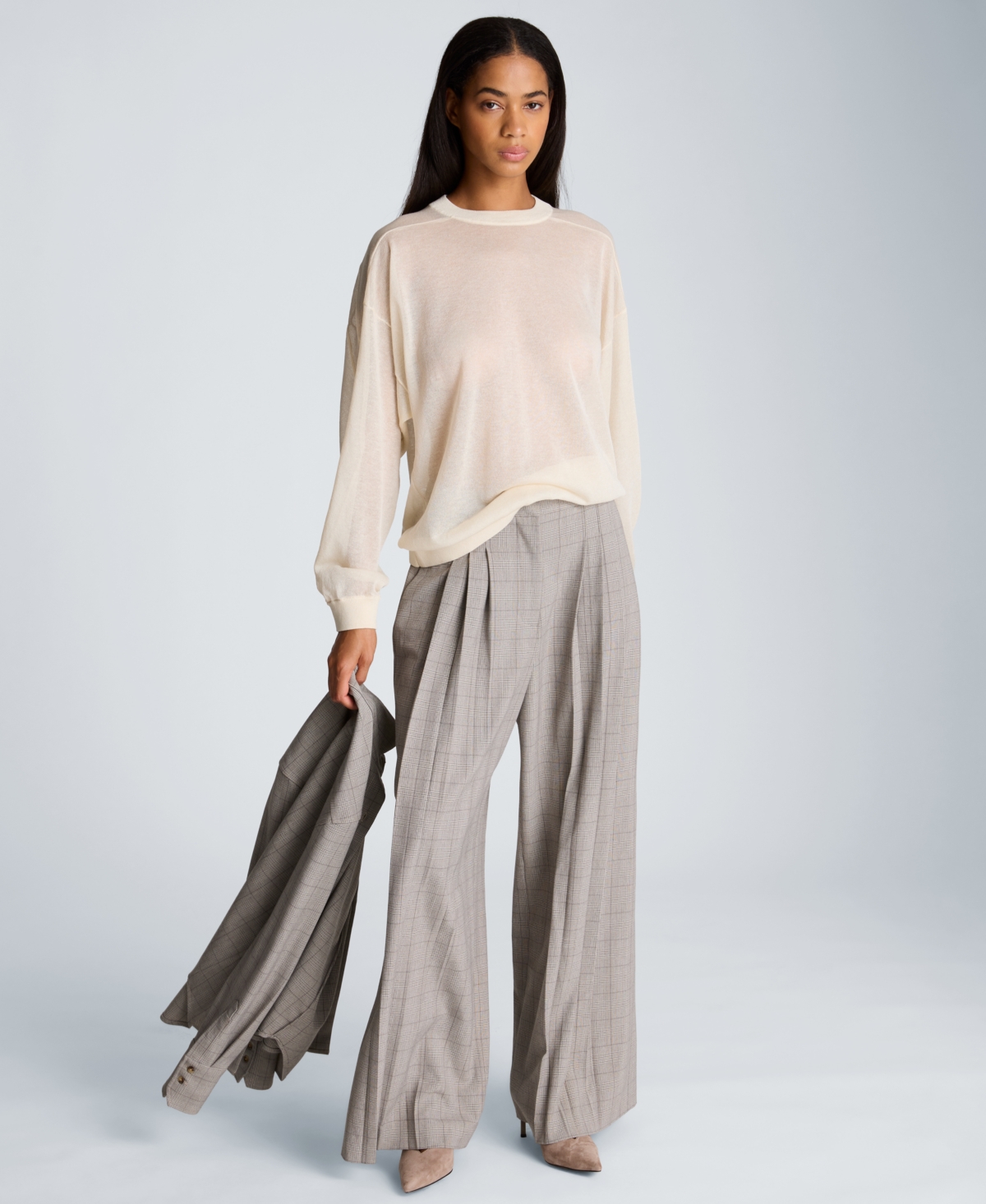 Kenneth Cole Women's Oversized-Sheer Crewneck Sweatshirt