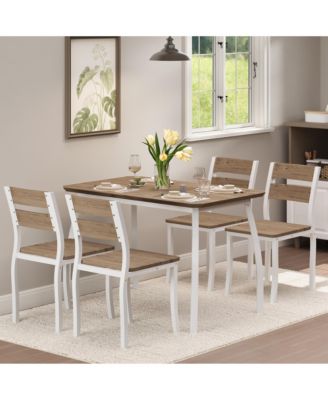 5 Piece Dining Table Set for 4, Modern Kitchen Table and Chairs Set with Safety Chamfered Edges, Space-Saving for Dining Room Apartment