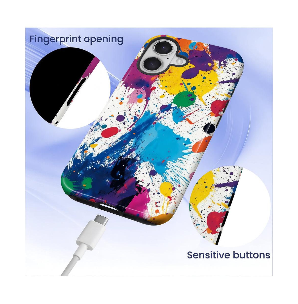 Lisen Phone Case Compatible with Apple iPhone 16, 2-Layer Durable, Color Splash