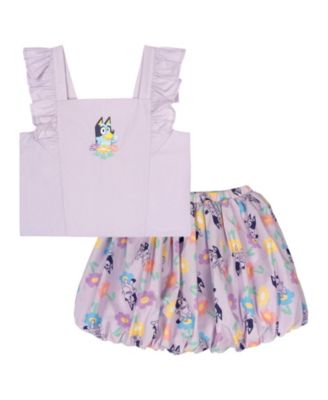 Toddler Girls' 2T-5T Square-Neck Ruffled Tank Top and Bubble Skort, 2-Piece Set