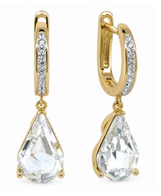 Clear Crystal Drop Hoop Earrings