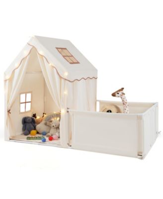 2-in-1 Tent and Playard Playhouse with Star Light String, Ages 3+