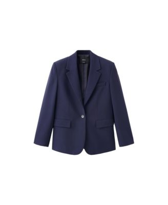 Women's Straight Work Blazer With Flap Pockets
