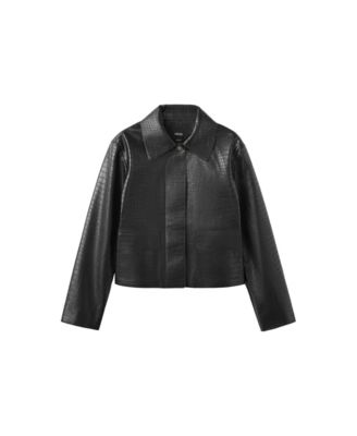 Women's Crocodile-Effect Faux Leather Jacket