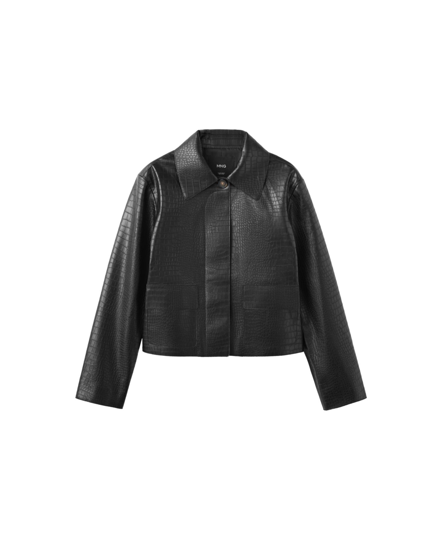 Women's Crocodile-Effect Faux Leather Jacket