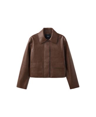 Women's Crocodile-Effect Faux Leather Jacket