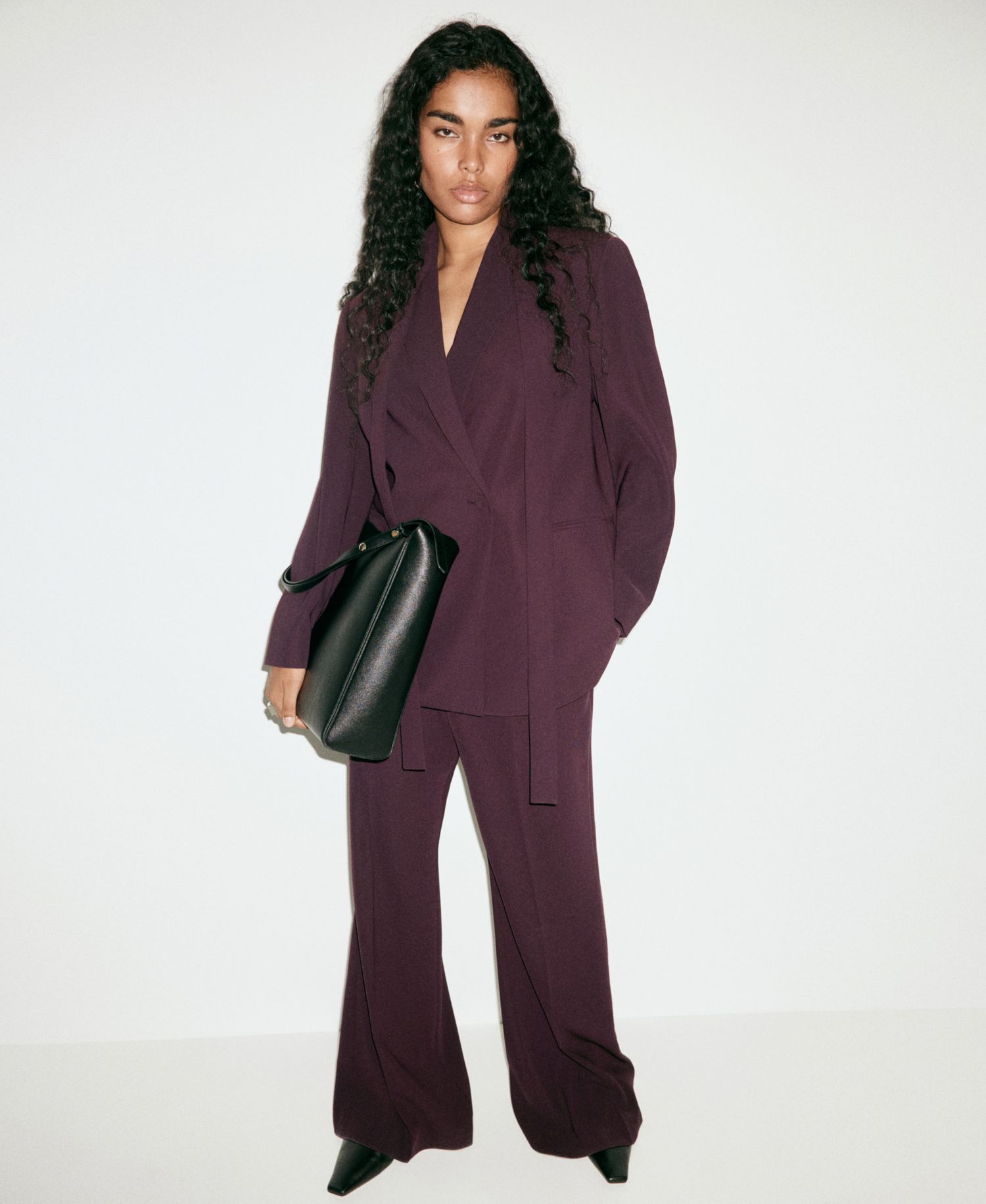 Women's Double-Breasted Belted V-Neck Blazer