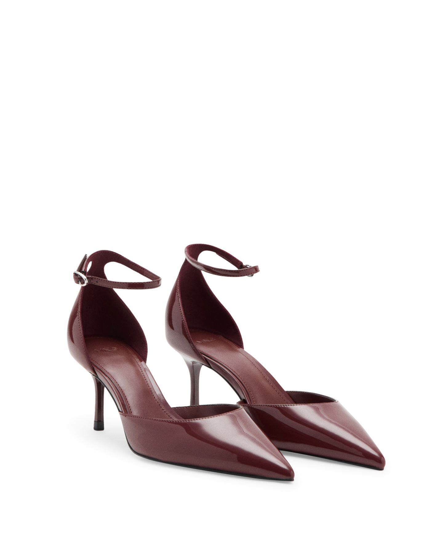 Женские туфли Mango Kitten-Heeled Pointed-Toe Ankle-Strap, цвет: Коричневый — фото 4