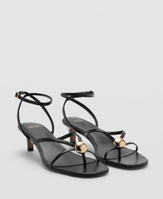 Women's Spark Metallic Bead Ankle Strap Kitten Heel Sandals