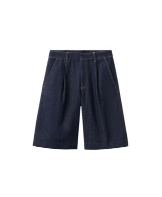 Women's Bermuda Straight-Fit Pleated Denim Shorts, 12.2" Inseam
