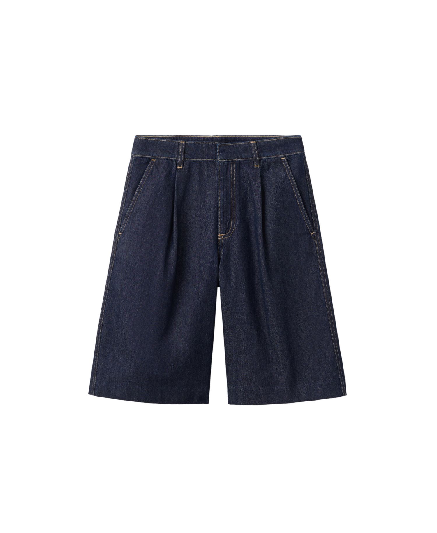 Women's Bermuda Straight-Fit Pleated Denim Shorts, 12.2" Inseam