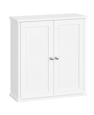 Wall Mounted Bathroom Storage Cabinet with 2 Doors and Open Shelf, 17.9 x 8.1 x 23.8 inches