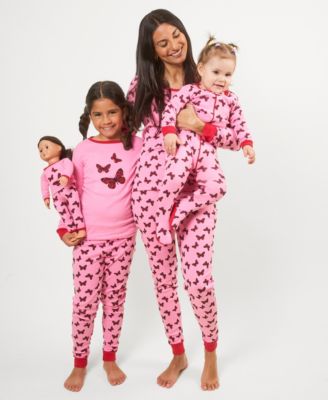 Matching Mommy & Me Pink Butterfly Cotton Pajamas