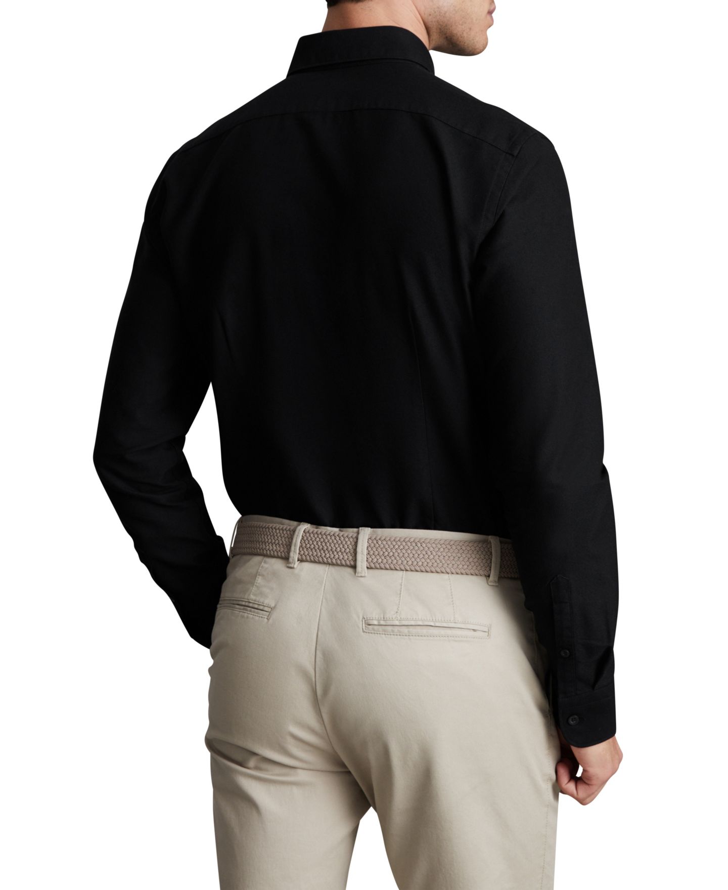 Мужская рубашка REISS Greenwich Slim-Fit Button-Down Collar Cotton Oxford, цвет: Чёрный — фото 2