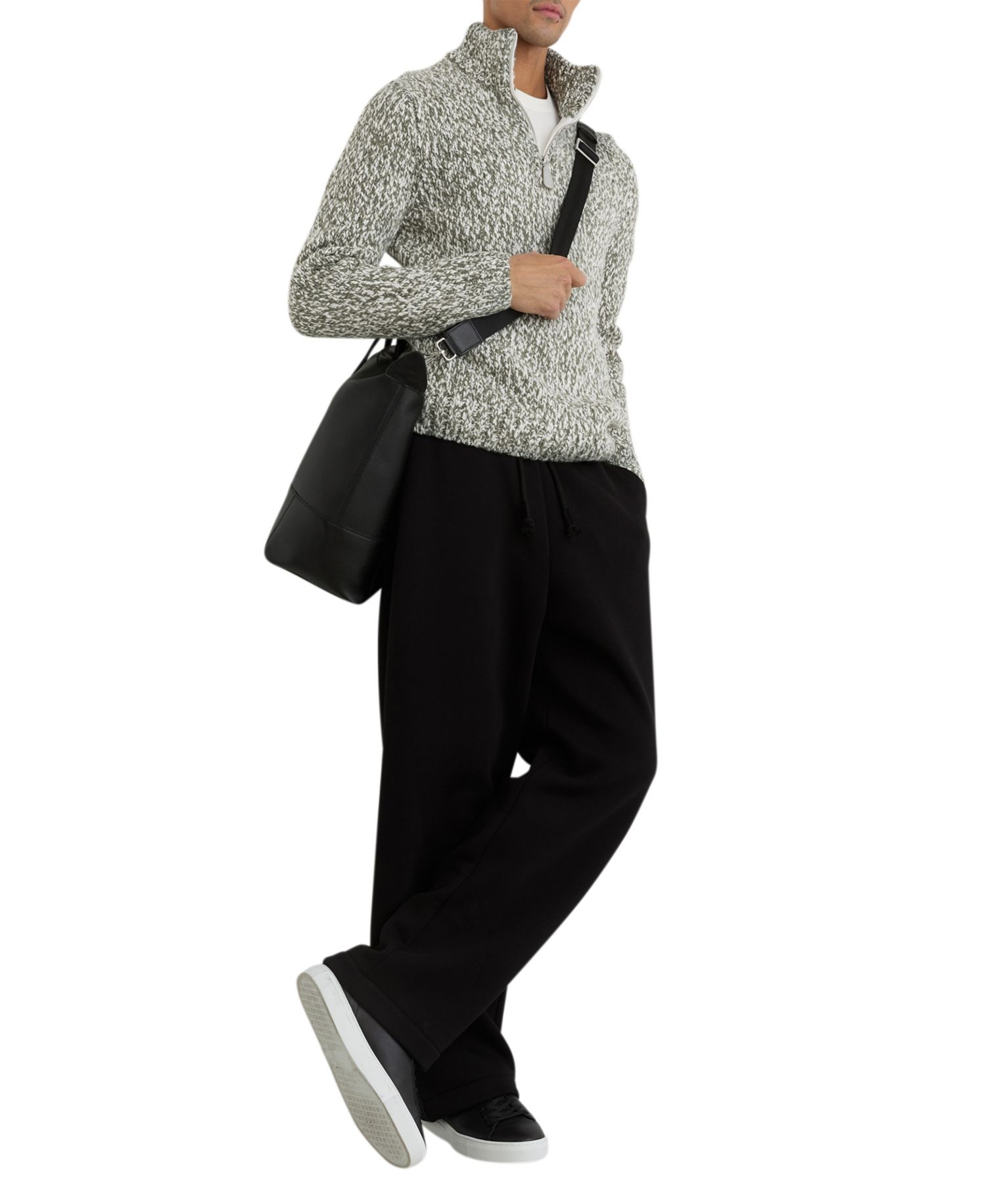 Men's Seb Marled Knit Relaxed Fit Half-Zip Funnel Neck Pullover