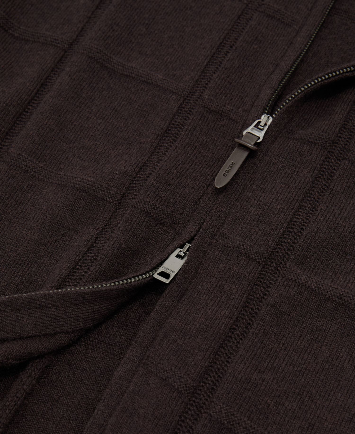Men's Martindale Check-Textured Zip-Through Wool Cardigan
