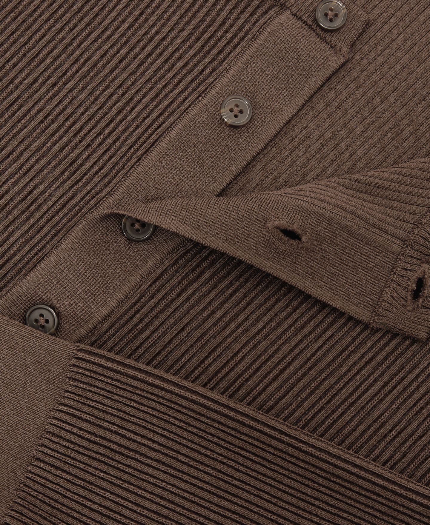 Мужская рубашка REISS Declan Ribbed Regular-Fit Long-Sleeve Henley, цвет: Шоколадный коричневый — фото 4