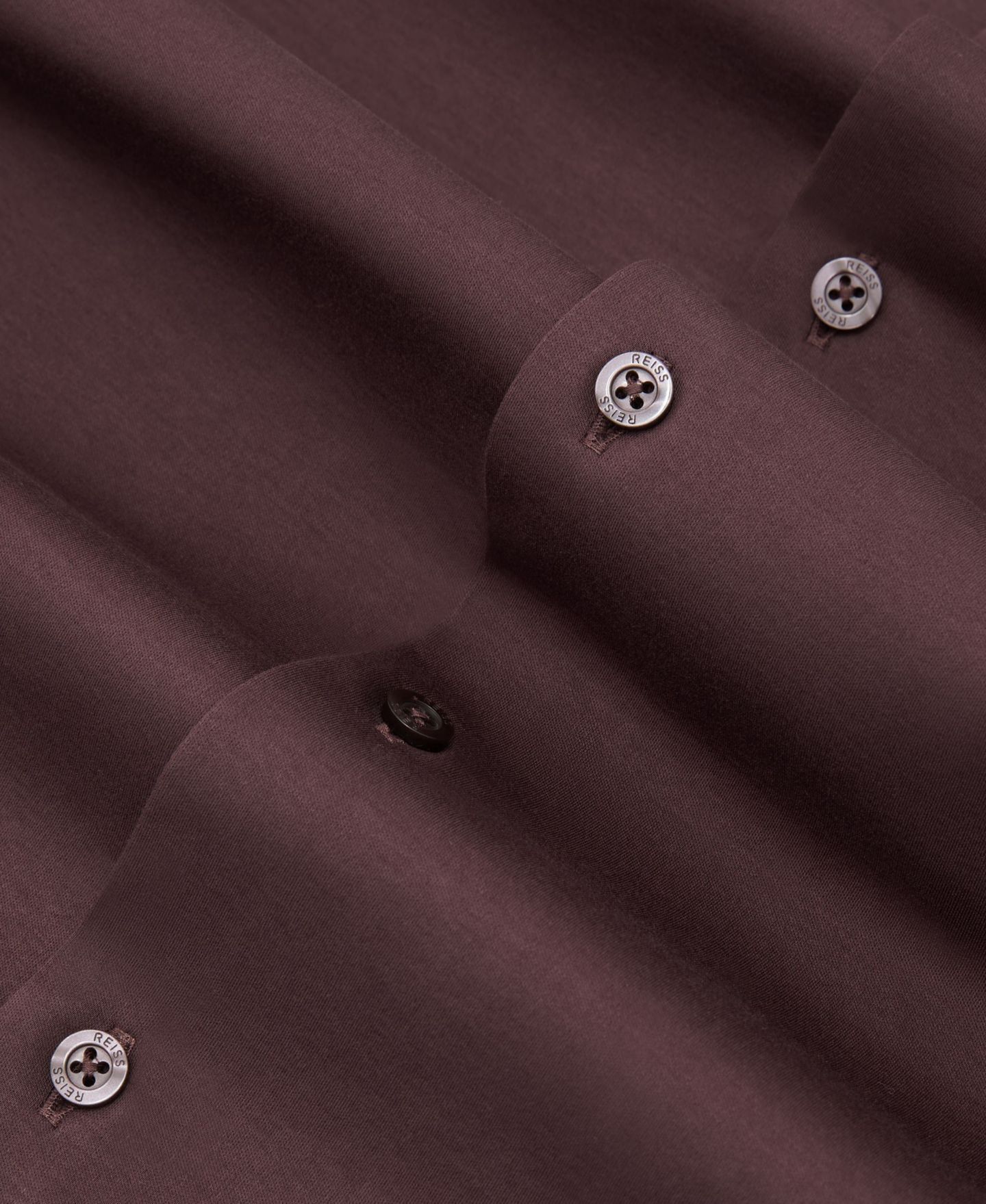 Мужская рубашка REISS Duke Air-Water Slim-Fit, цвет: Тёмный сливовый — фото 3