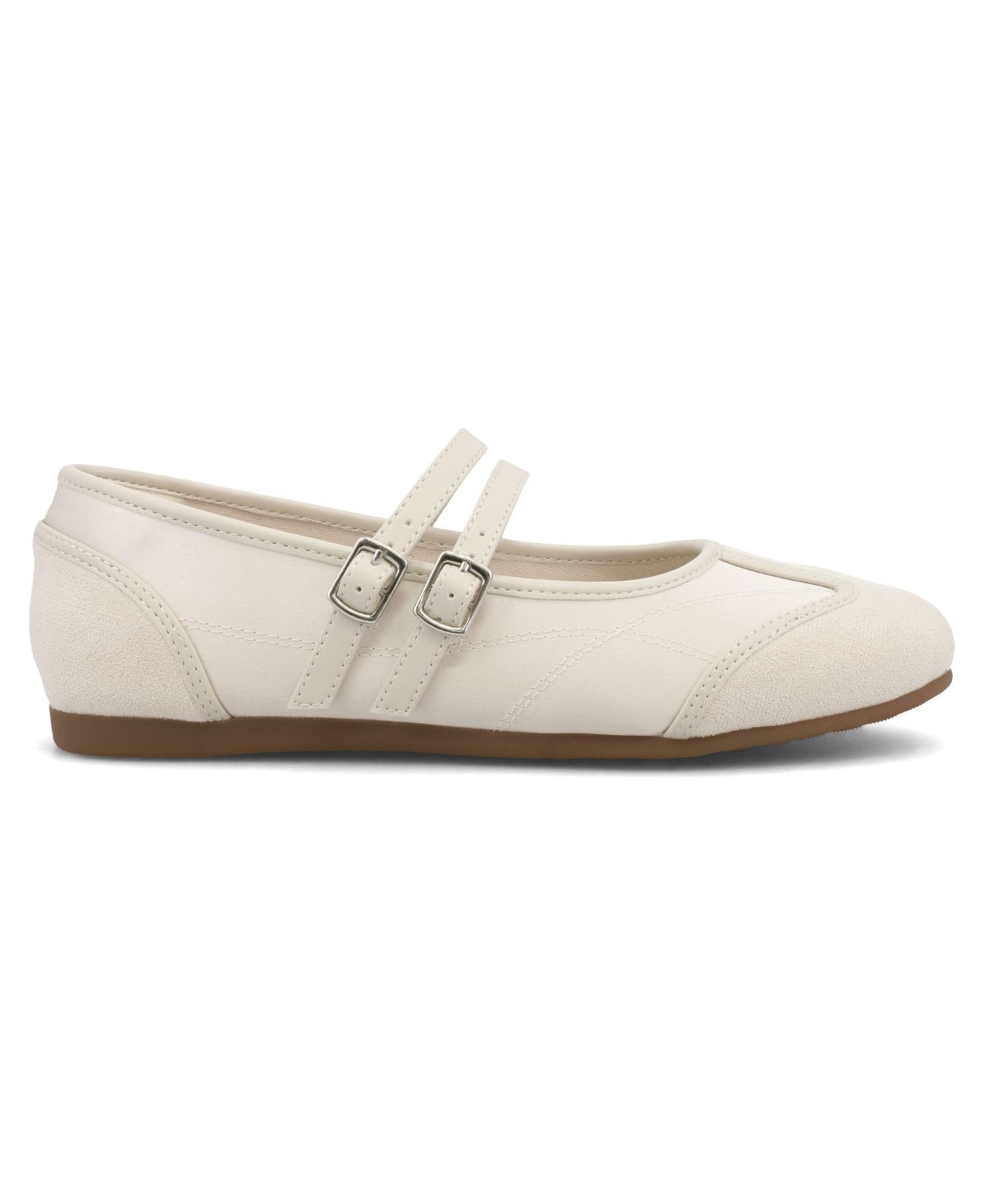 Женские балетки MIA Sorelle Double Strap Mary Jane Ballet Flats, цвет: Шампань / Серый — фото 2