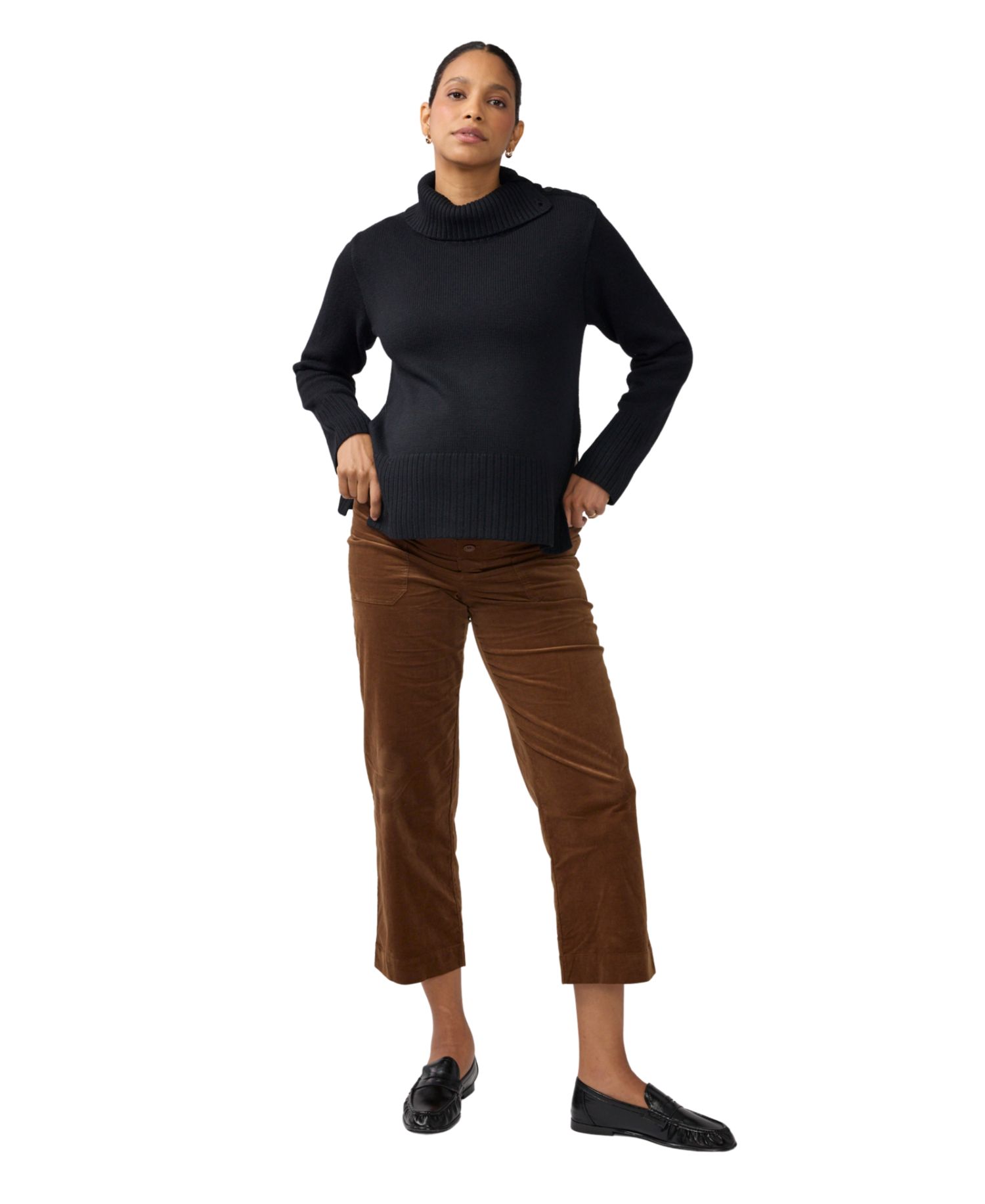 Maternity Stretch-Corduroy Ankle Pant