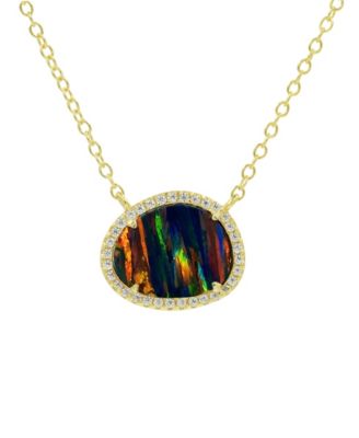 Kokoto  Necklace with Lab Grown Opal in 14k Gold Plated Sterling Silver