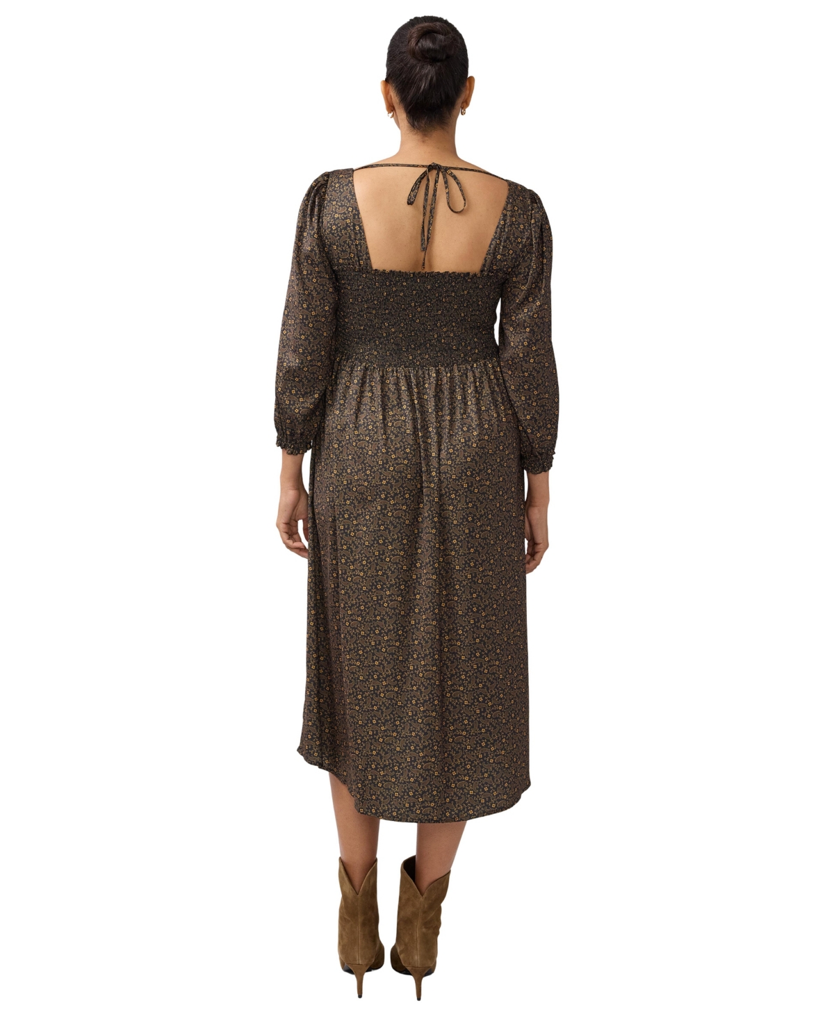 Ingrid + Isabel Women's Smocked Sateen Nursing Midi Dress