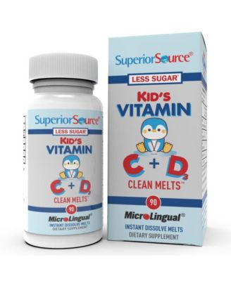 Kid s C Plus D3, Clean Melts, Quick Dissolve MicroLingual 90 Tablets, Alternative to Gummies, Vitamin C 30mg, D3 400 IU, Immune