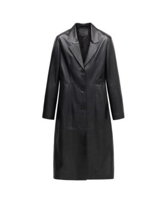 Women's Selection Leather Lapel-Collar V-Neck Fitted-Waist Coat