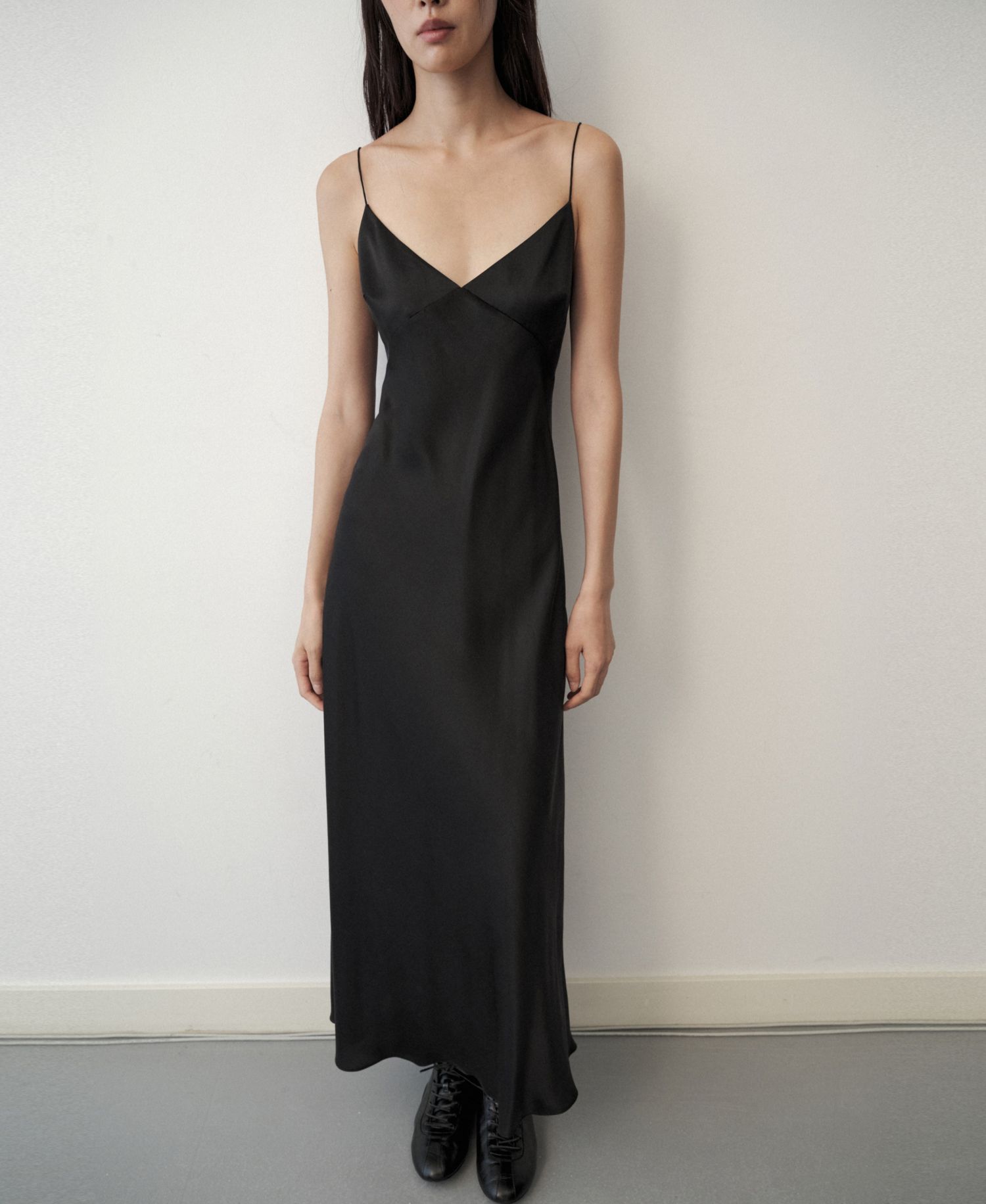 Women's Selection Satin V-Neck Midi Slip Dress