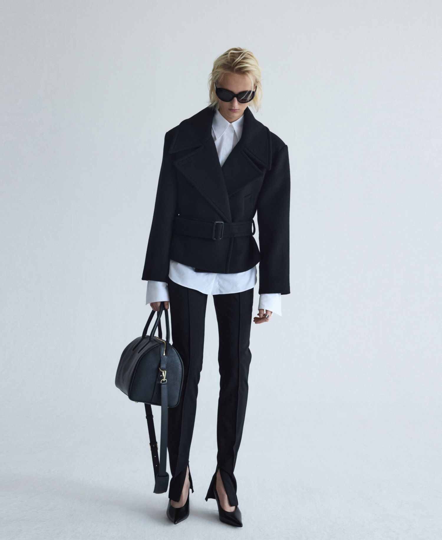 Women's Selection Oversized Wool-Blend Belted Coat