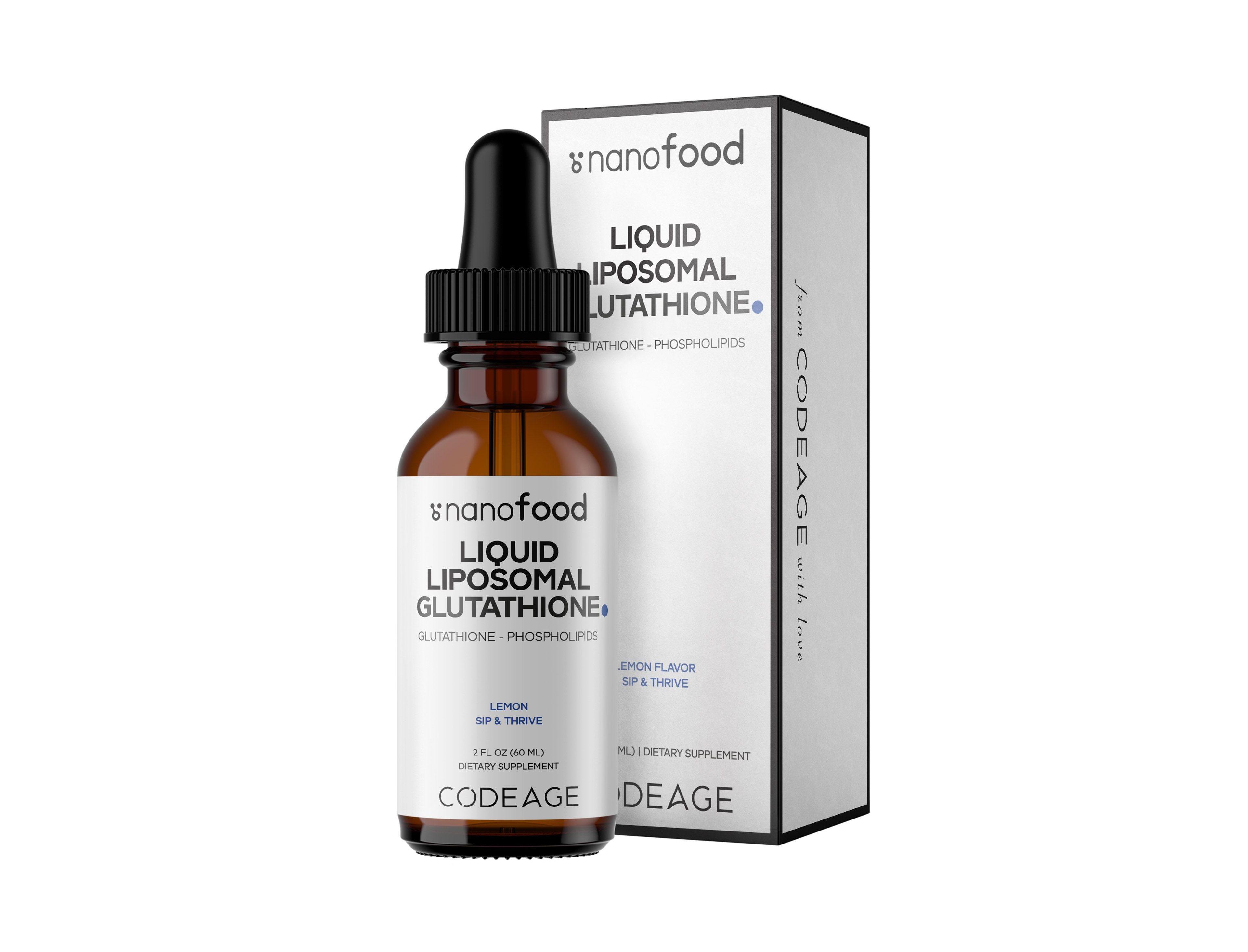 Codeage Nanofood Liquid Liposomal Glutathione, Reduced Glutathione, Lemon Flavor, Non-gmo, 2 Fluid Ounce