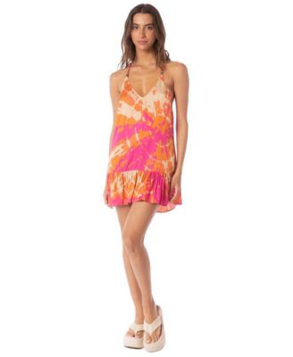 Women's Linn Open-Back V-Neck Flounce Hem Mini Dress