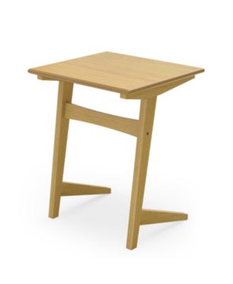 C-Shaped Sofa Side Table Featuring a Wood Veneer Top