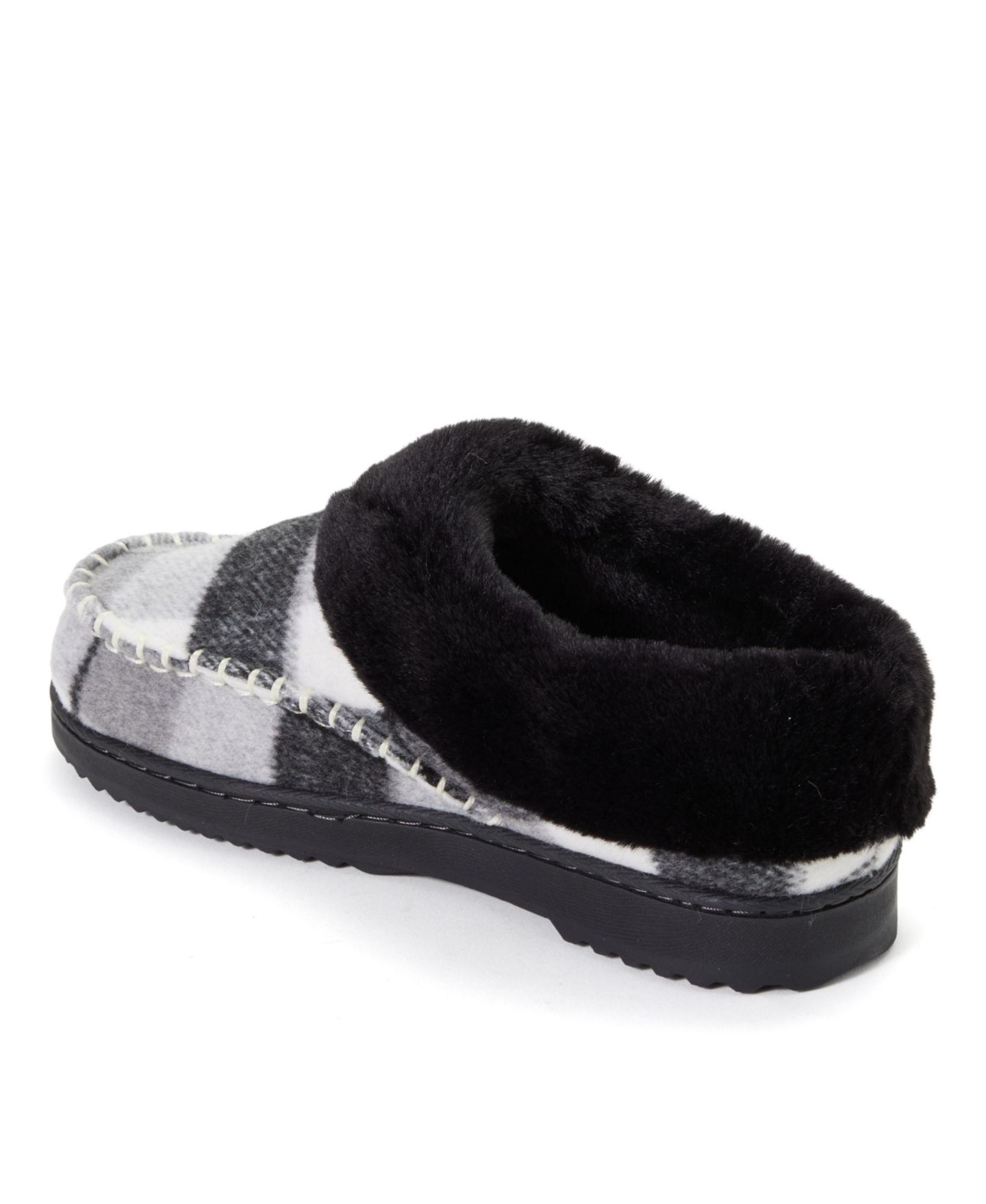 Женские сабо Dearfoams Nyla Plaid Moc Toe Clog Slippers, цвет: Чёрный клетчатый — фото 6