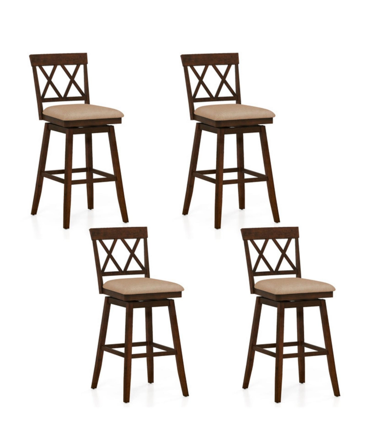 Gouun 29-Inch Swivel Bar Stools Set of 4 with Upholstered Cushions