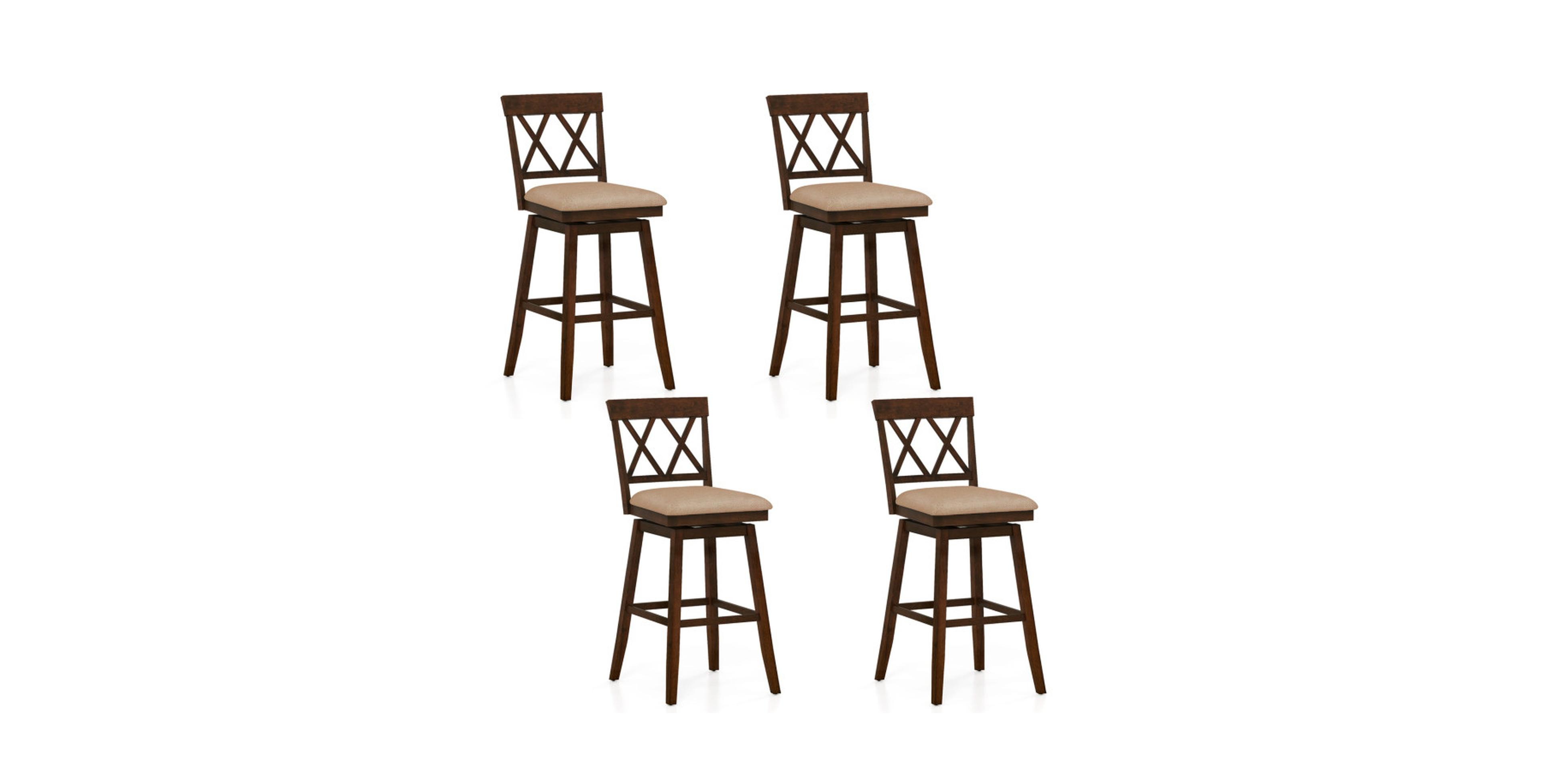 Gouun 29-Inch Swivel Bar Stools Set of 4 with Upholstered Cushions