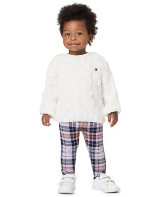 Baby Girls' Long-Sleeve Cable-Knit Top and Leggings, 2-Piece Set