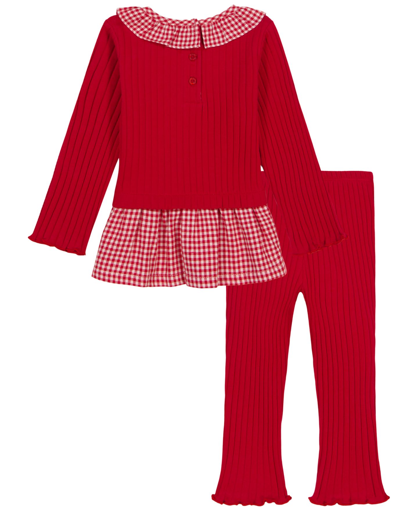 Комплекты Tommy Hilfiger Long-Sleeve Gingham Tunic and Leggings, 2-Piece Set для девочек-малышей, цвет: Красный — фото 2