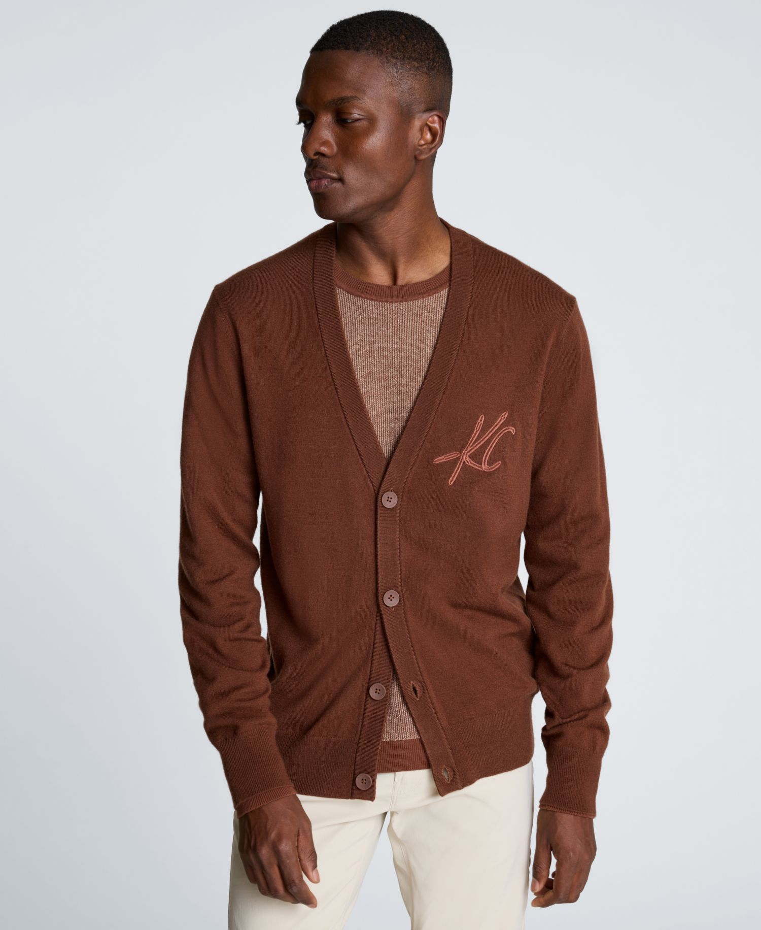Men's Logo V-Neck Slim-Fit Cardigan Sweater