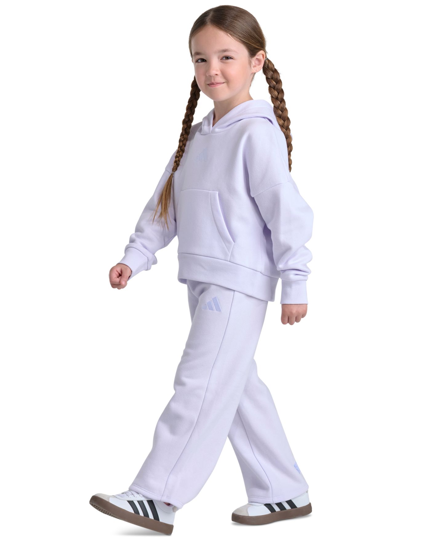 Комплект adidas Pullover Hoodie and Wide-Leg Pants, 2-Piece Set для девочек, цвет: Фиолетовый — фото 3