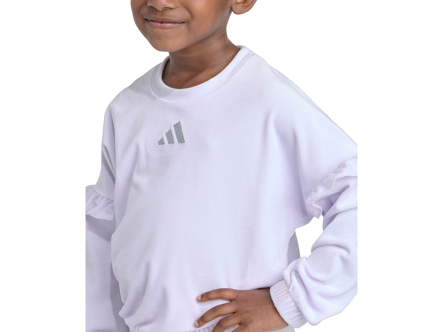 Комплект adidas Velour Crewneck Pullover and Flare-Leg Pants, 2-Piece Set для девочек, цвет: Фиолетовый — фото 3