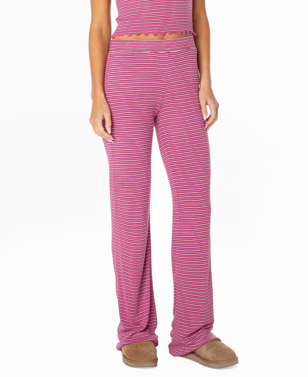 Roxy Women's Summer Fling Ribbed Wide-leg Pull-on Pants In Ibis Rose