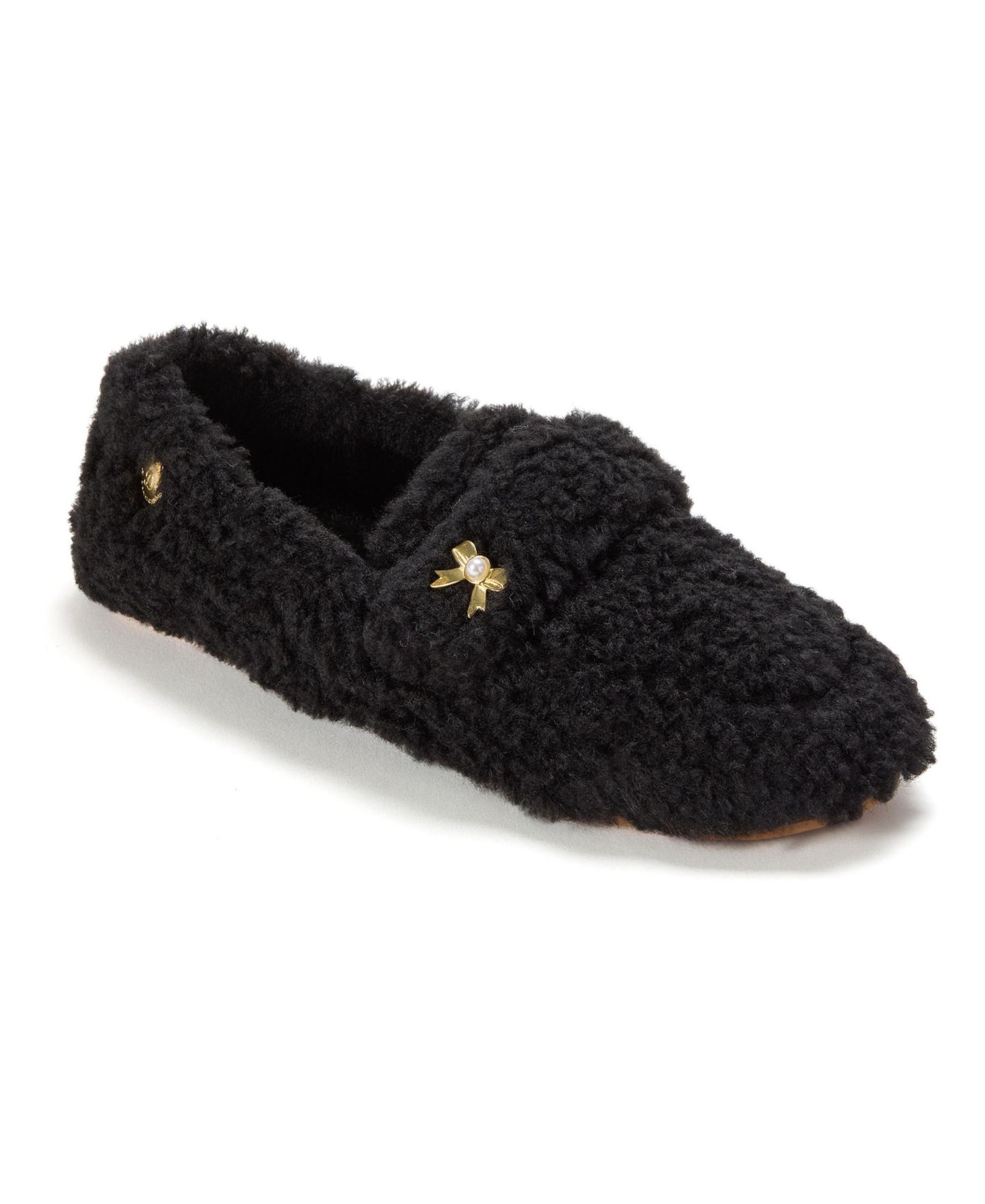 Женские туфли Dearfoams Madeline Luxe Teddy Loafer, цвет: Чёрный — фото 1